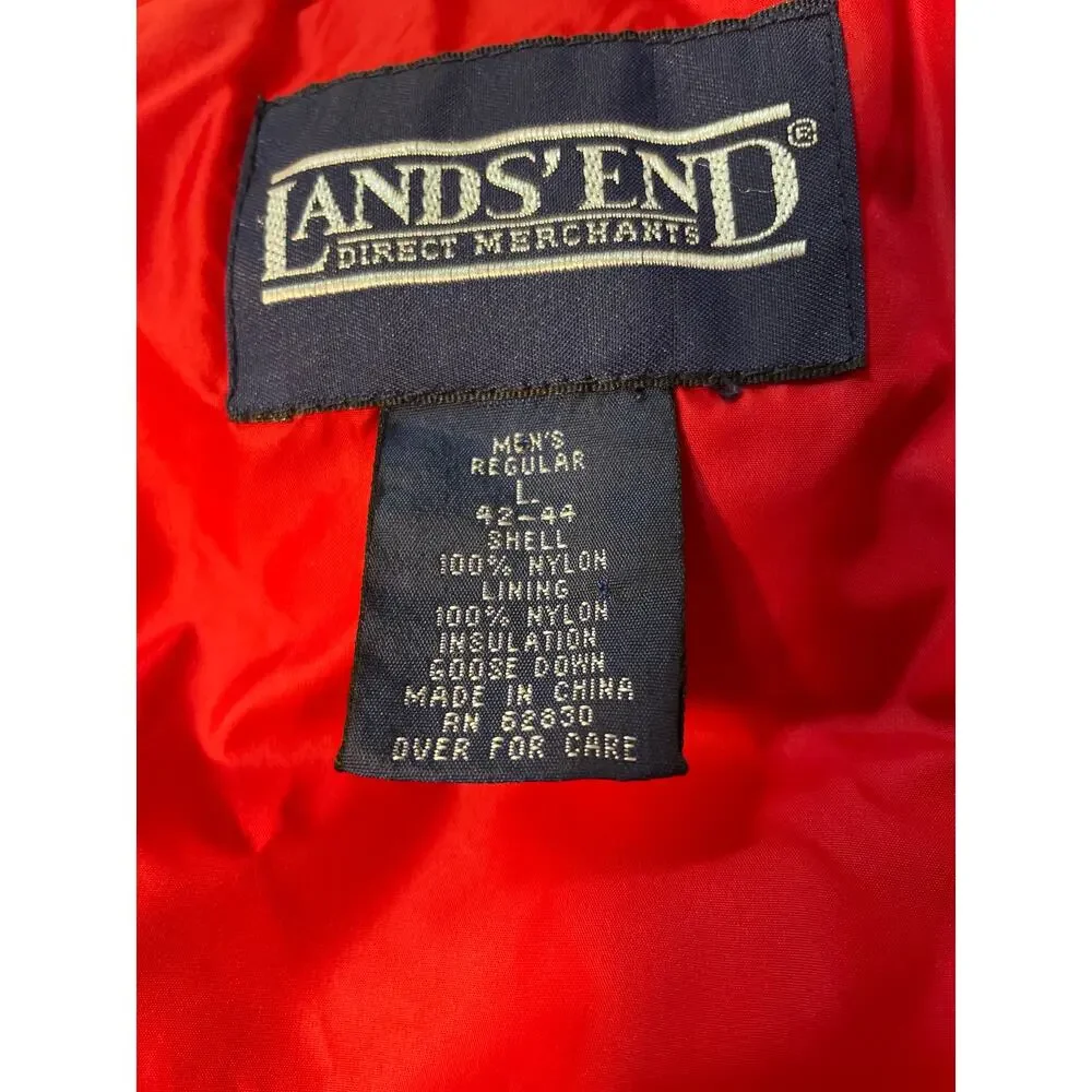 Lands' End Men's Red Puffer Vest - Size Large